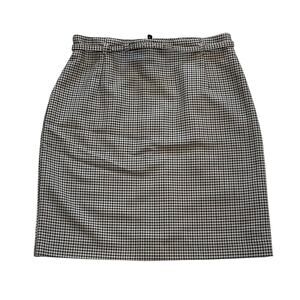 H&M Black, Ivory Houndstooth Belted Pencil Skirt, Lined, US Size 10